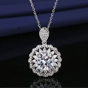 5 Carat Moissanite Sunflower Pendant Necklace